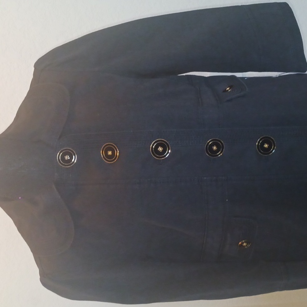 NWT Juicy Couture Black Pea Coat with Gold Buttons 3/4 Sleeve Size XL